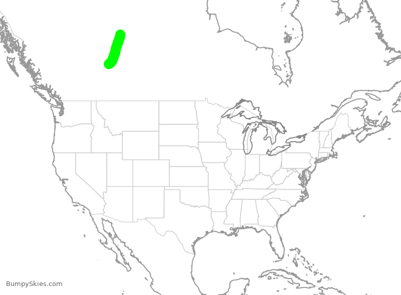 Turbulence forecast map for WEN3258, YEG to YMM