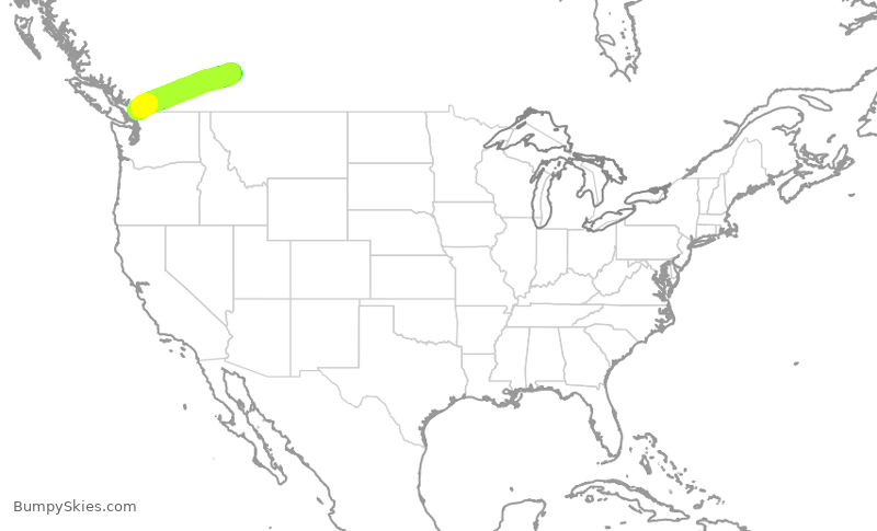 Turbulence forecast map for WEN3267, YYC to YXX