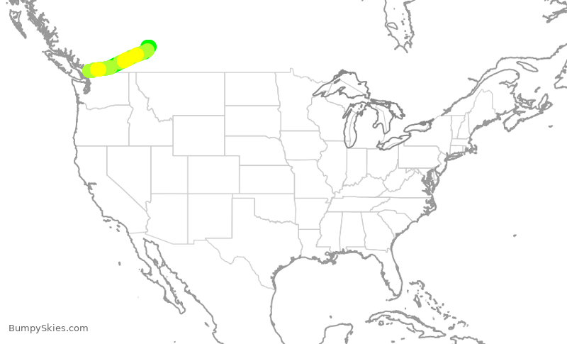 Turbulence forecast map for WEN3268, YXX to YYC