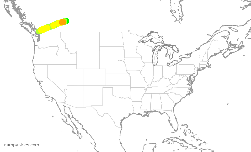 Turbulence forecast map for WEN3271, YYC to YXX
