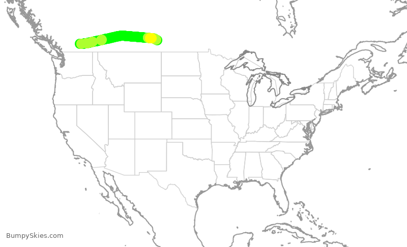 Turbulence forecast map for WEN3282, YLW to YQR