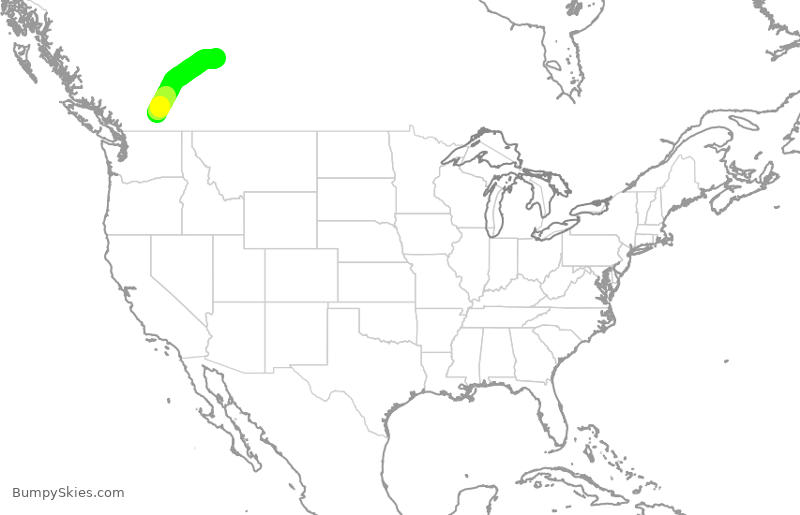 Turbulence forecast map for WEN3350, YLW to YEG