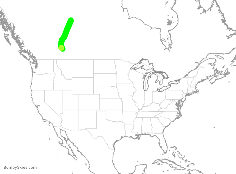 Turbulence forecast map for WEN3365, YMM to YYC