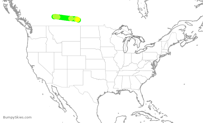 Turbulence forecast map for WEN3368, YYC to YQR