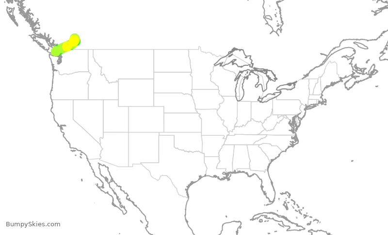 Turbulence forecast map for WEN3390, YYJ to YLW