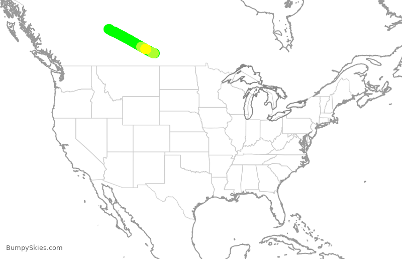 Turbulence forecast map for WEN3405, YQR to YEG