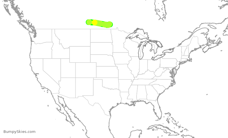Turbulence forecast map for WEN3440, YQR to YWG