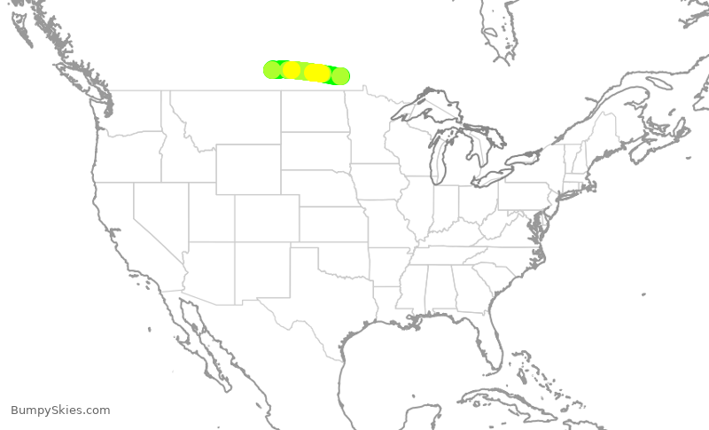 Turbulence forecast map for WEN3441, YWG to YQR