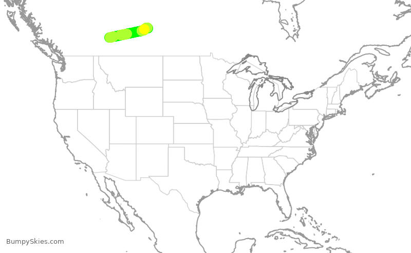 Turbulence forecast map for WEN3458, YYC to YXE
