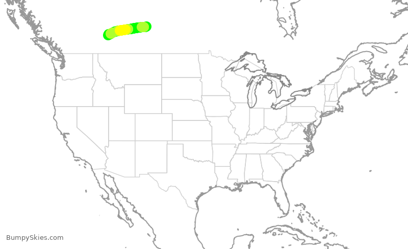 Turbulence forecast map for WEN3463, YXE to YYC