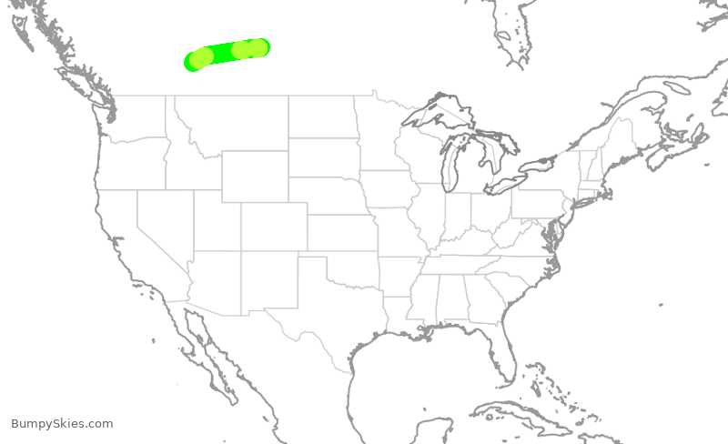 Turbulence forecast map for WEN3467, YXE to YYC