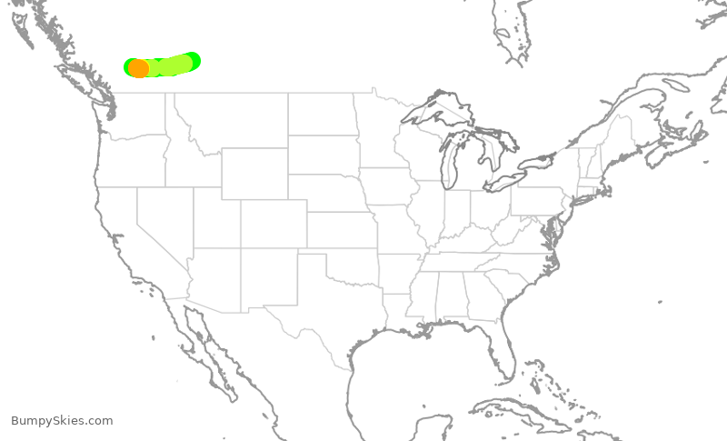 Turbulence forecast map for WEN3483, YYC to YKA