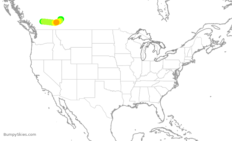 Turbulence forecast map for WEN3488, YKA to YYC