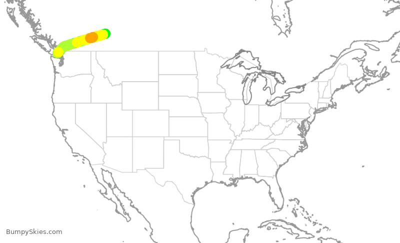 Turbulence forecast map for WEN3501, YYC to YYJ