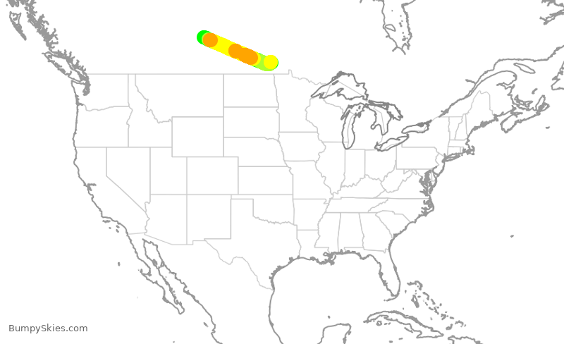Turbulence forecast map for WEN3514, YXE to YWG