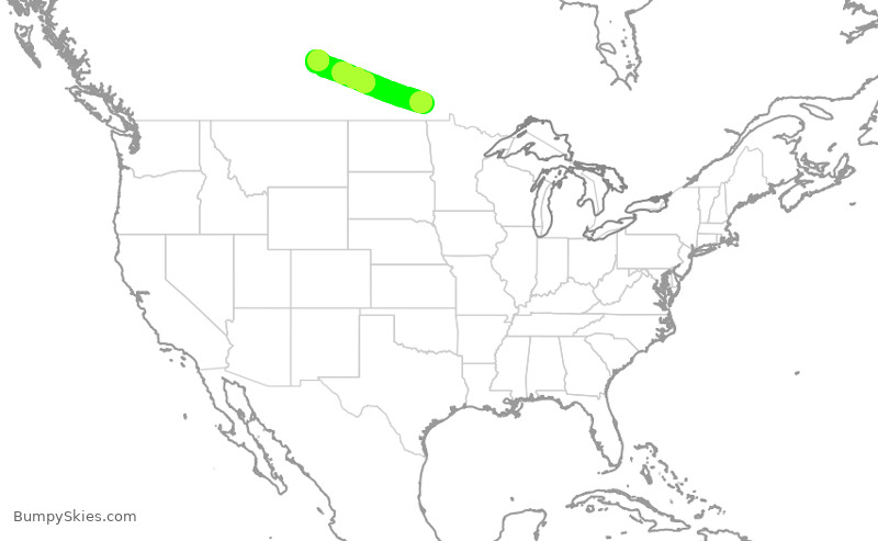 Turbulence forecast map for WEN3515, YWG to YXE