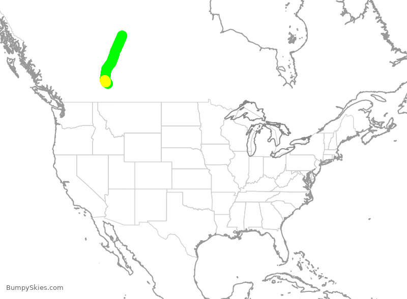 Turbulence forecast map for WEN3527, YMM to YYC