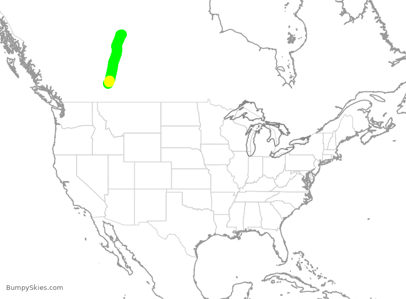 Turbulence forecast map for WEN3528, YYC to YMM