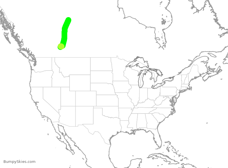 Turbulence forecast map for WEN3529, YMM to YYC