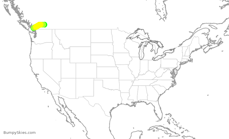 Turbulence forecast map for WEN3557, YLW to YVR