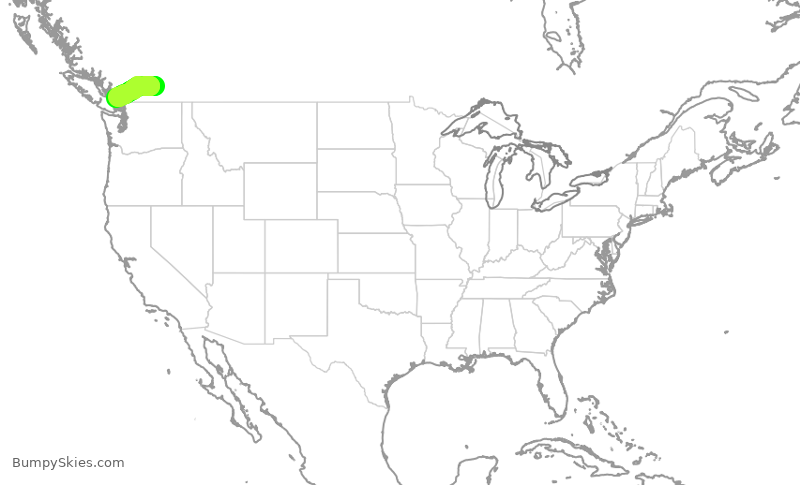 Turbulence forecast map for WEN3563, YLW to YVR