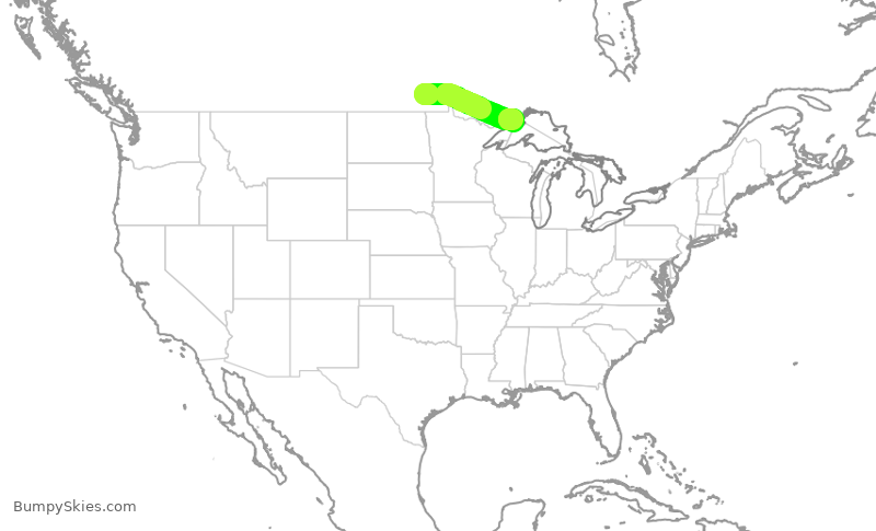 Turbulence forecast map for WEN3576, YWG to YQT