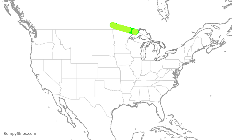 Turbulence forecast map for WEN3577, YQT to YWG