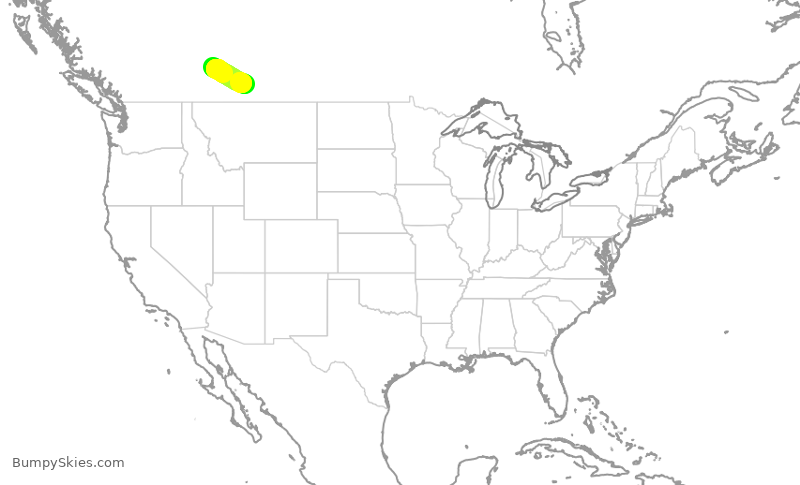 Turbulence forecast map for WEN3590, YYC to YXH