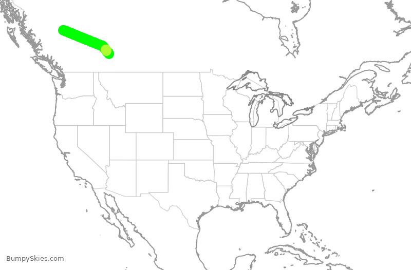 Turbulence forecast map for WEN3598, YXS to YYC