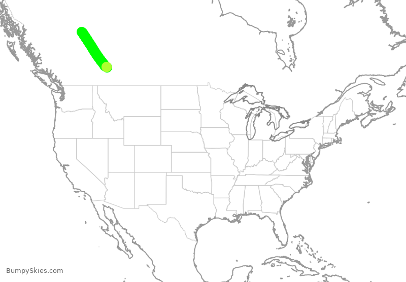 Turbulence forecast map for WEN3613, YYC to YQU
