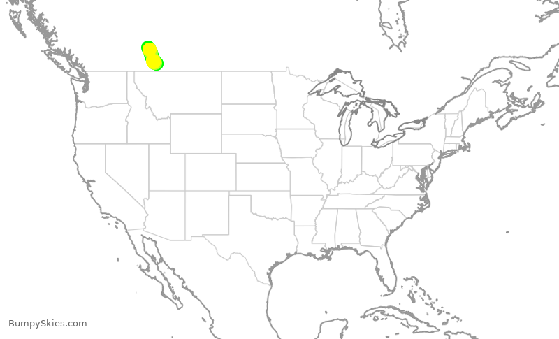 Turbulence forecast map for WEN3632, YYC to YQL
