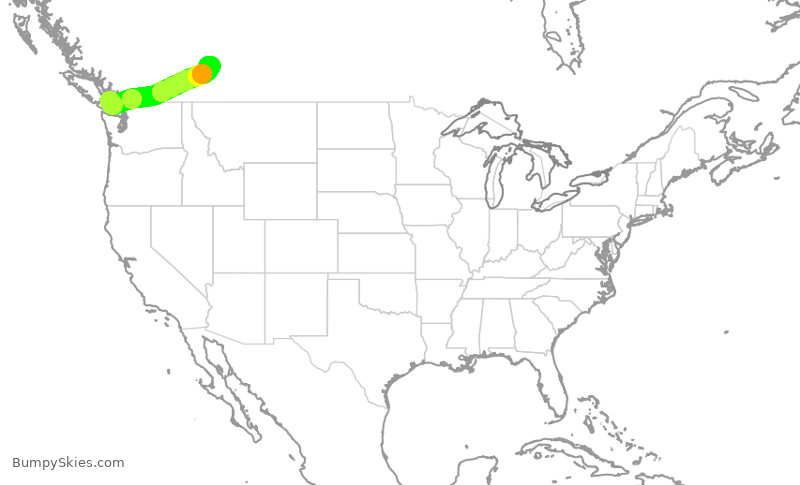Turbulence forecast map for WEN3638, YCD to YYC