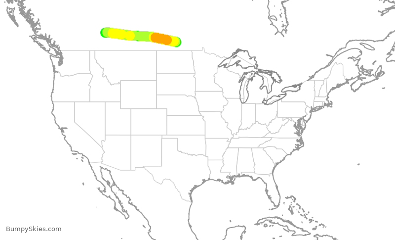 Turbulence forecast map for WEN3640, YYC to YBR