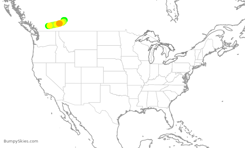 Turbulence forecast map for WEN3678, YLW to YYC