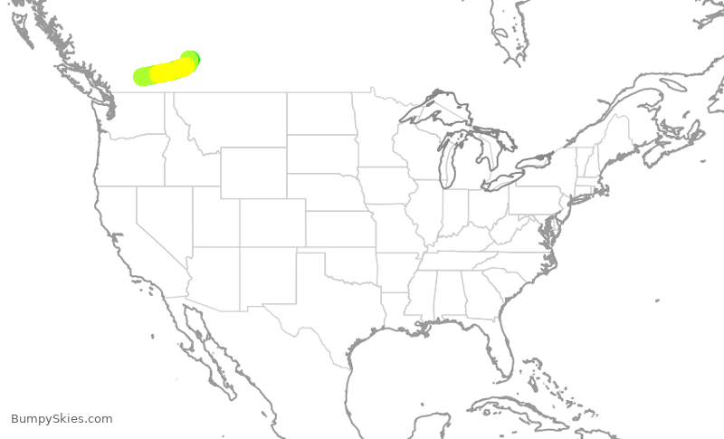 Turbulence forecast map for WEN3684, YLW to YYC