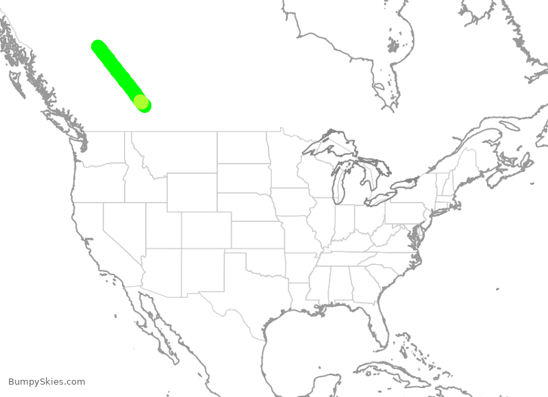 Turbulence forecast map for WEN3728, YXJ to YYC