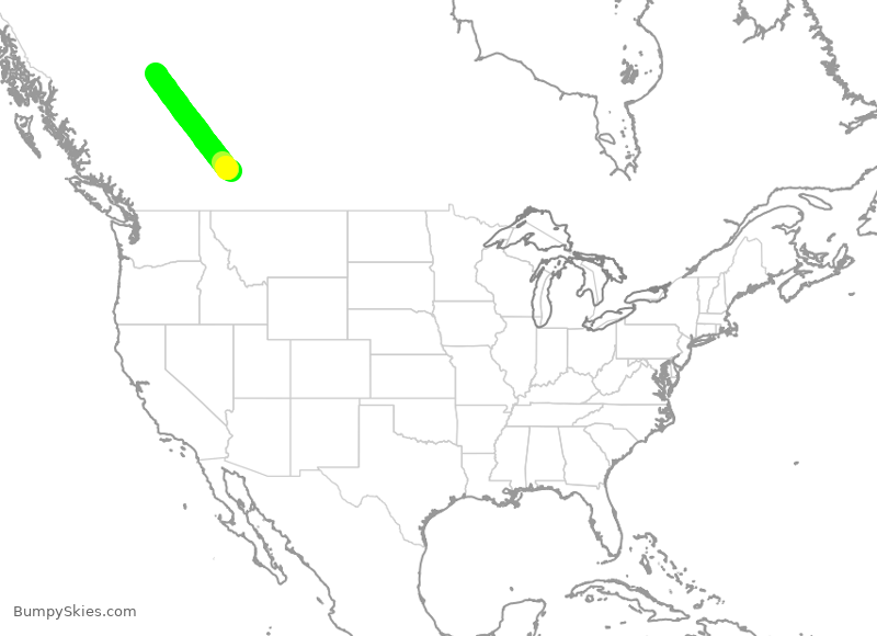 Turbulence forecast map for WEN3729, YYC to YXJ