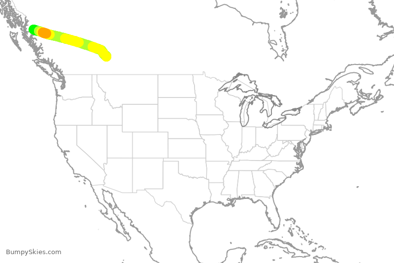 Turbulence forecast map for WEN3740, YXT to YYC