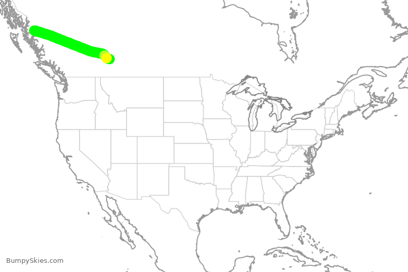 Turbulence forecast map for WEN3741, YYC to YXT