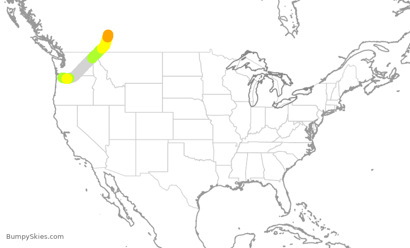 Turbulence forecast map for WEN3756, YYC to PDX