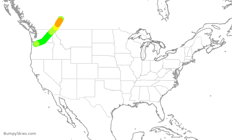 Turbulence forecast map for WEN3757, PDX to YYC