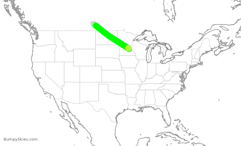 Turbulence forecast map for WEN3824, YQR to MSP