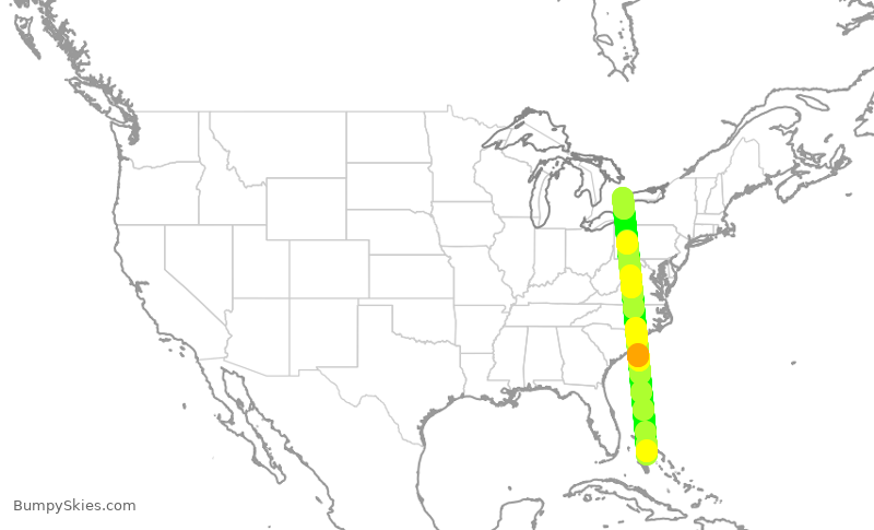 Turbulence forecast map for WEN8949, NAS to YYZ