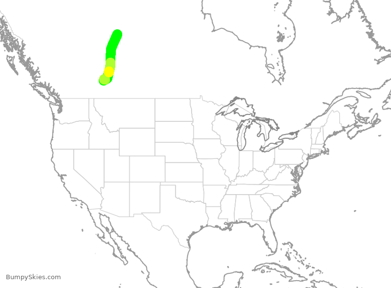 Turbulence forecast map for WEN8970, YMM to YYC
