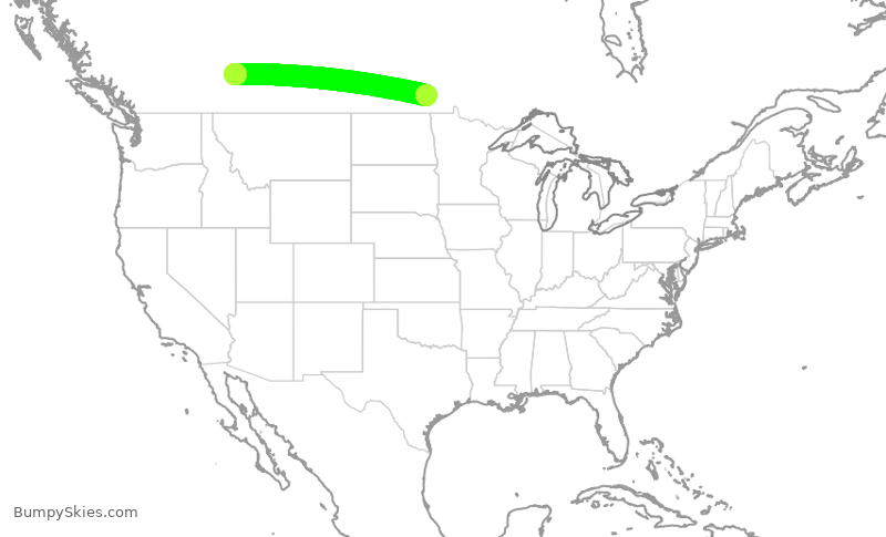 Turbulence forecast map for WEN8971, YWG to YYC