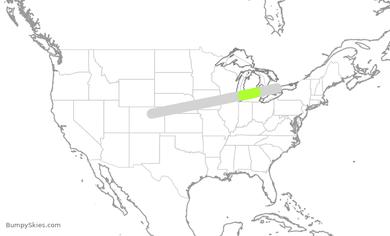 Turbulence forecast map for WEN8985, DEN to YYZ