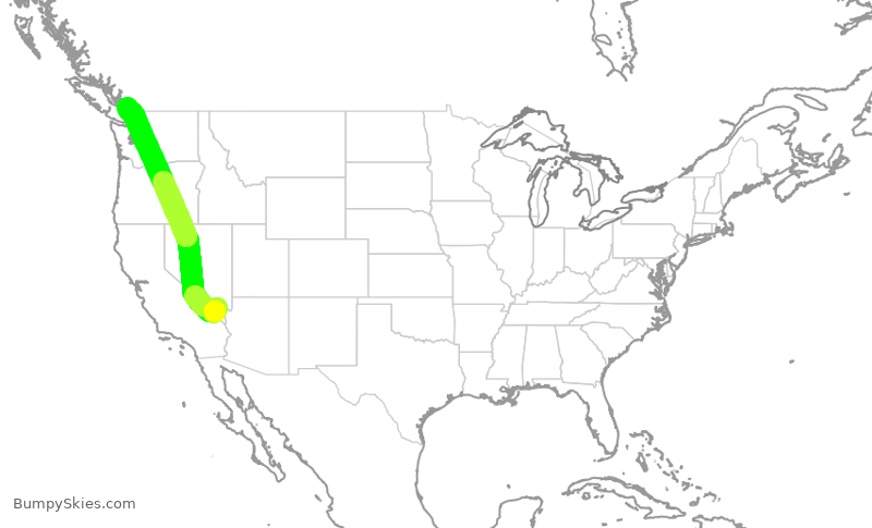 Turbulence forecast map for WJA1003, LAS to YVR
