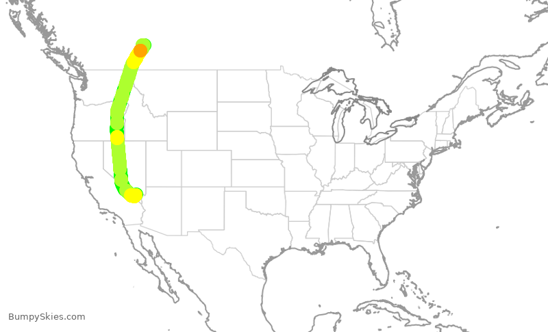 Turbulence forecast map for WJA1019, LAS to YYC