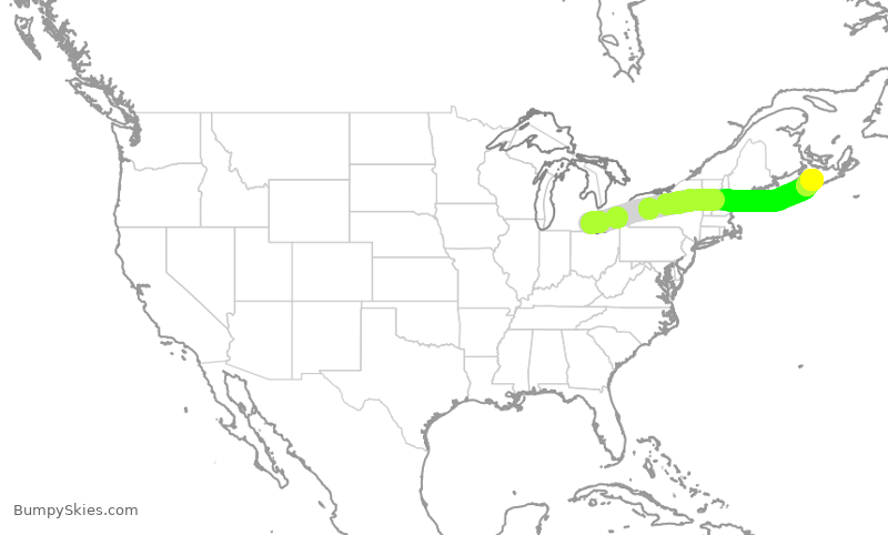 Turbulence forecast map for WJA1051, DTW to YHZ