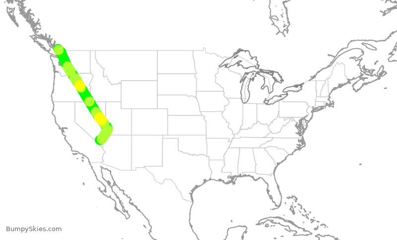 Turbulence forecast map for WJA1057, LAS to YVR